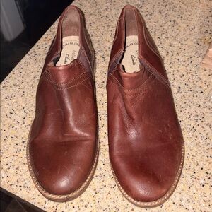 Clarks Tan Leather Slip On Loafers